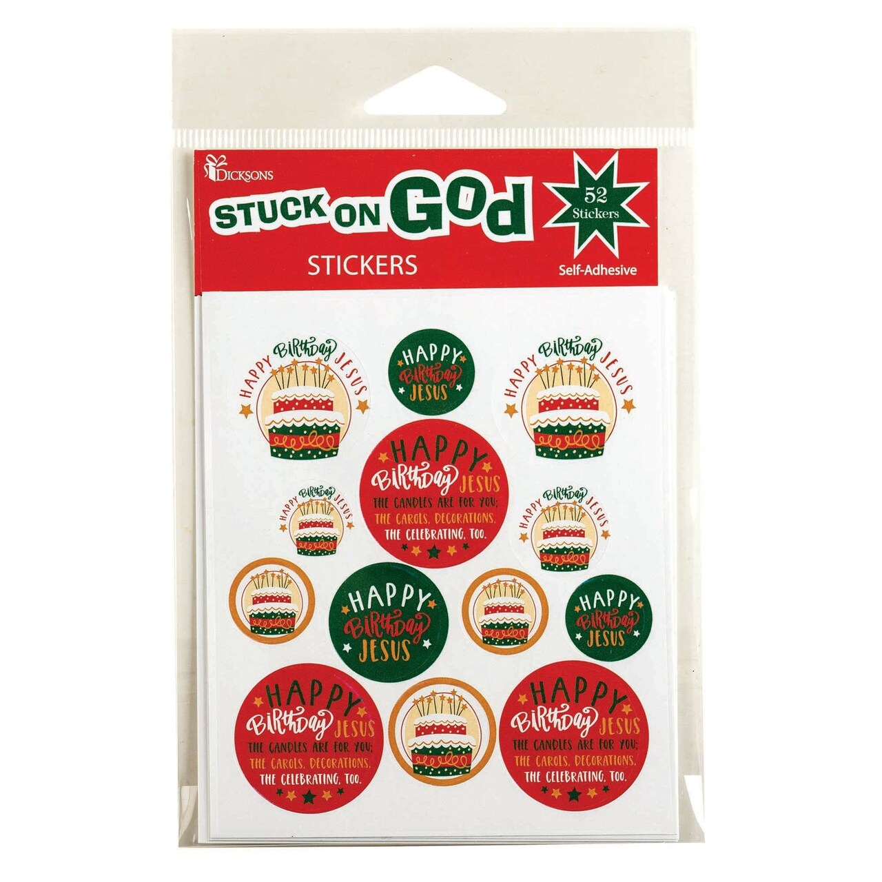 Edge Collection - 1.1" - Multicolor - Colorful Happy Birthday Jesus Stickers for Crafts and Cards - 52 Pieces